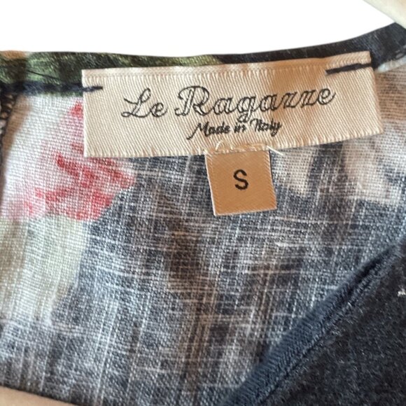 Le Ragazze Women's Boho Flowy Tiered Navy Linen Floral Dress Italy S - Picture 6 of 8